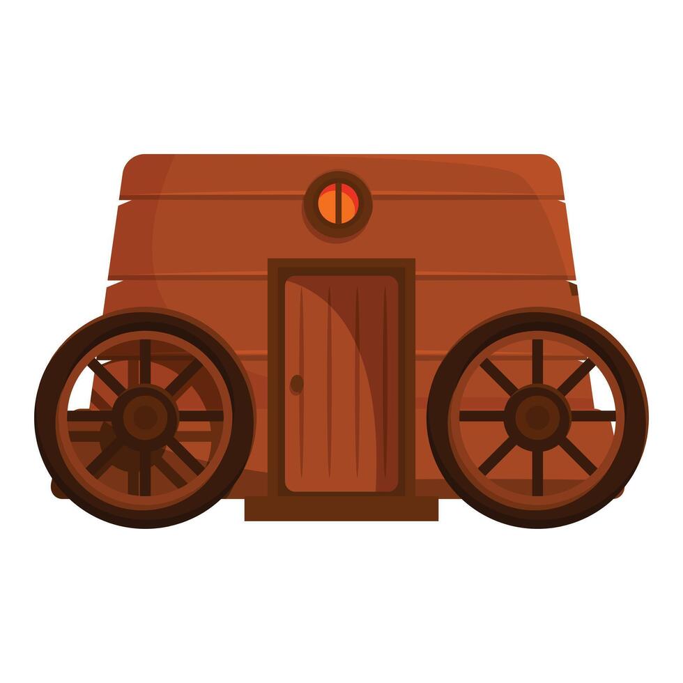 Wooden sauna building standing on big wheels relaxing spa procedure vector