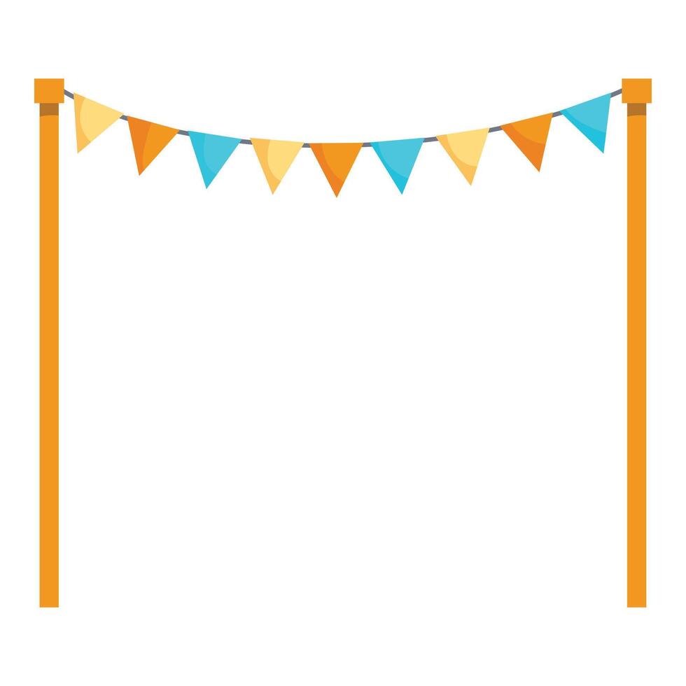 Colorful triangle party flags hanging on a string decoration vector