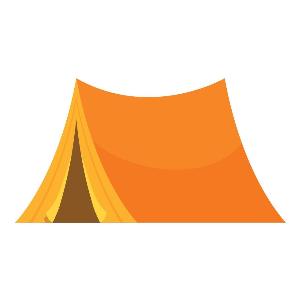 Orange camping tent standing in summer campsite vector
