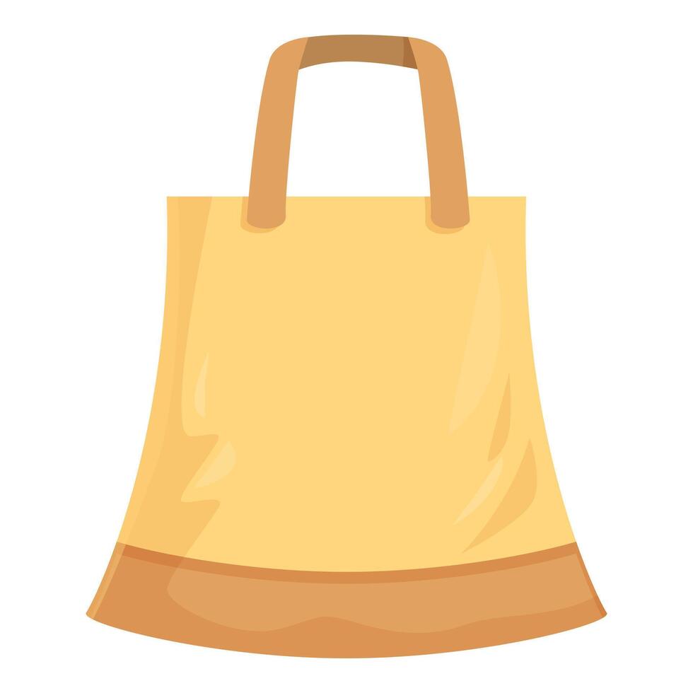 Yellow shopping bag standing with brown handles vector