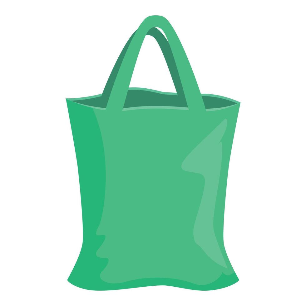 Green reusable shopping bag standing up vector