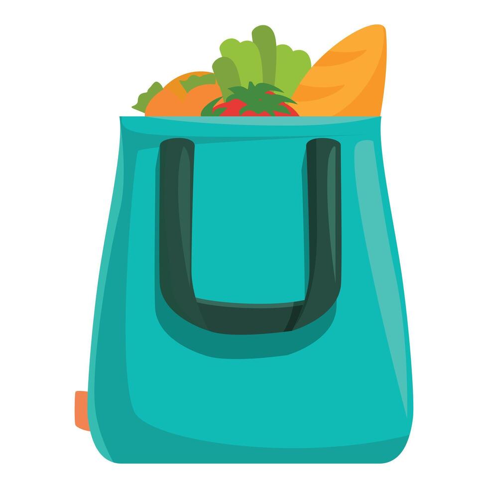 Blue reusable grocery bag filled with fruits and vegetables vector