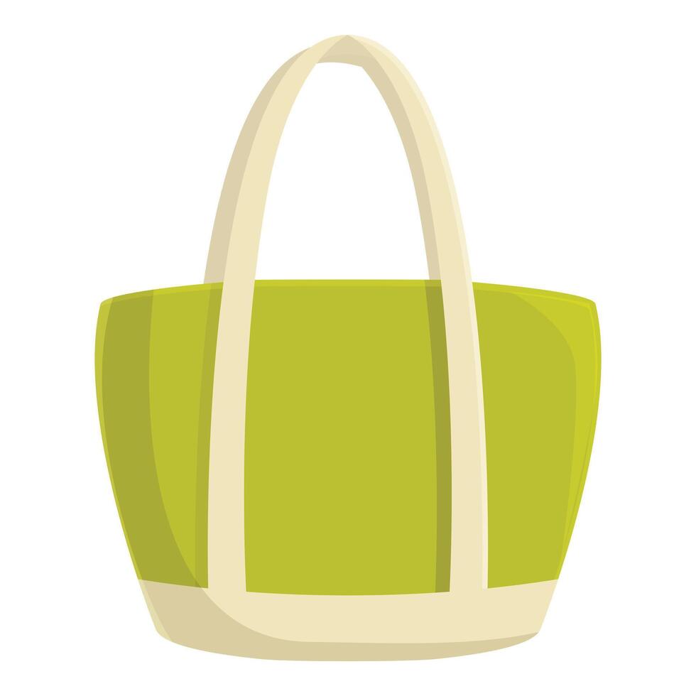 Green reusable shopping bag standing upright vector