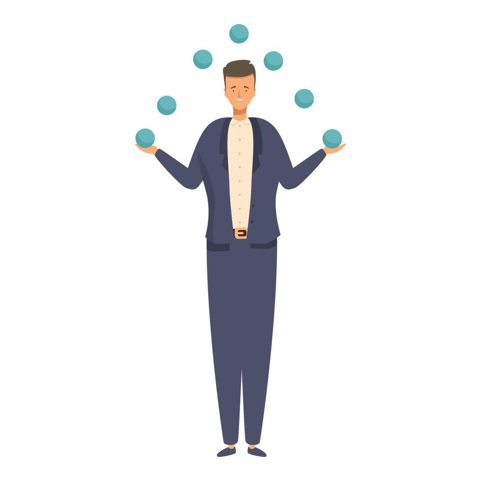 Businessman juggling balls representing multitasking and time management vector