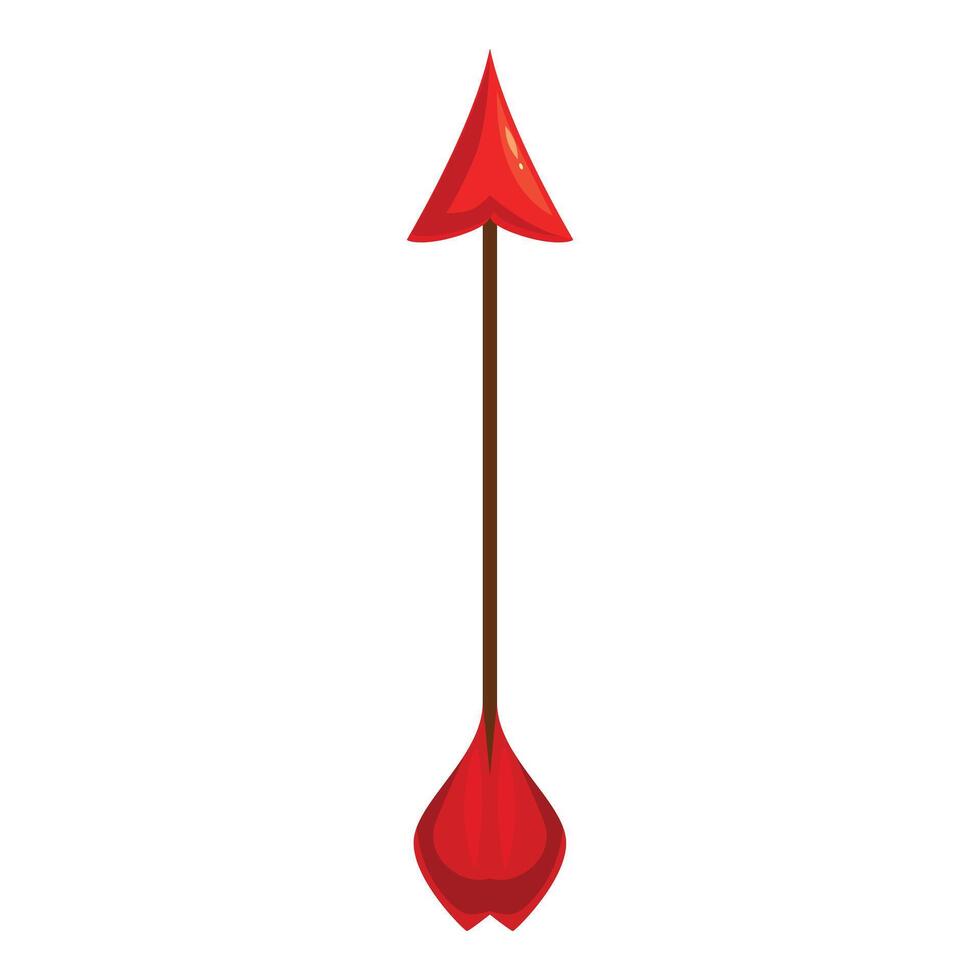 Red wooden arrow pointing up with red feathers vector