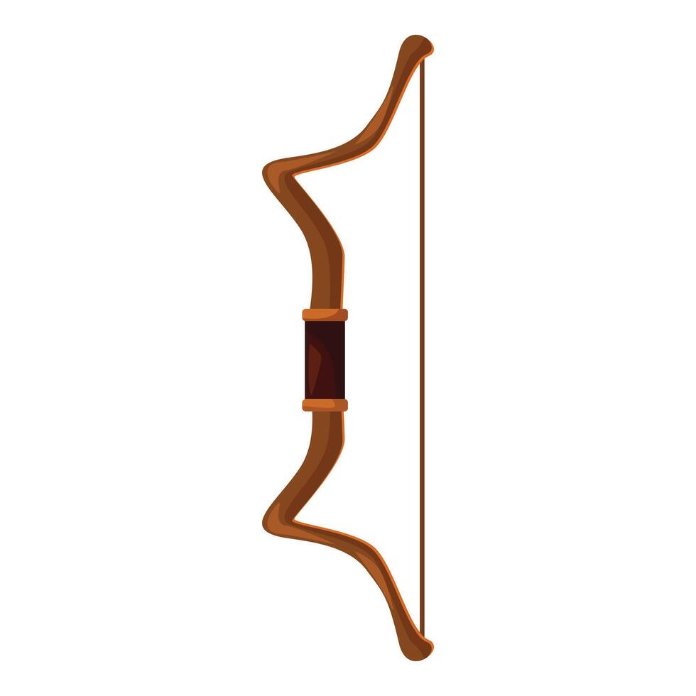 Wooden bow hunting tool standing on white background vector