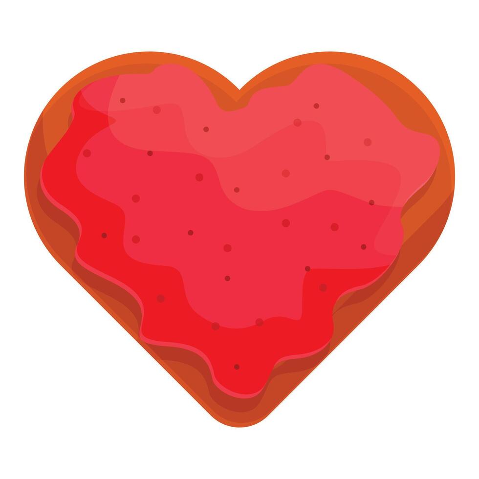 Heart shaped cookie covered with strawberry jam for valentine's day vector