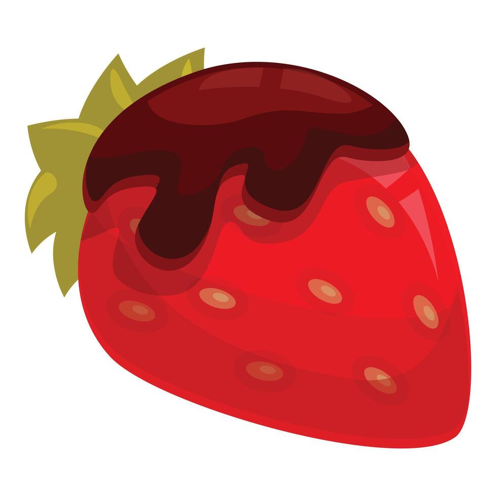 Ripe red strawberry covered in melted chocolate vector