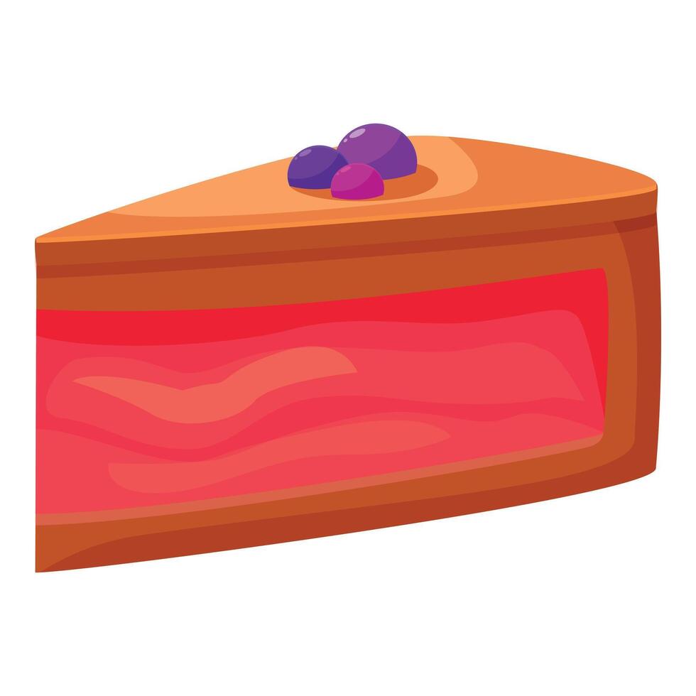 Delicious slice of cake with jelly and blueberries showing delicious layers vector