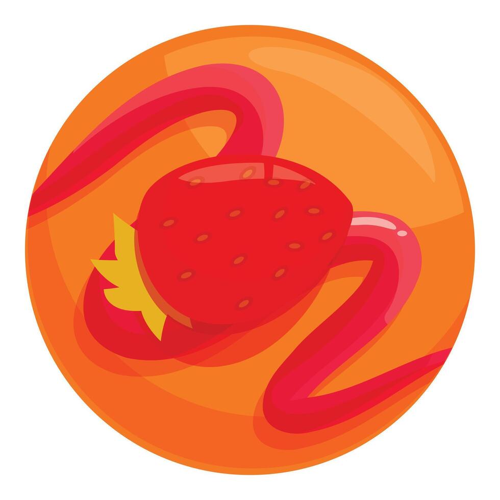 Delicious strawberry lying on round gradient background with sweet syrup vector