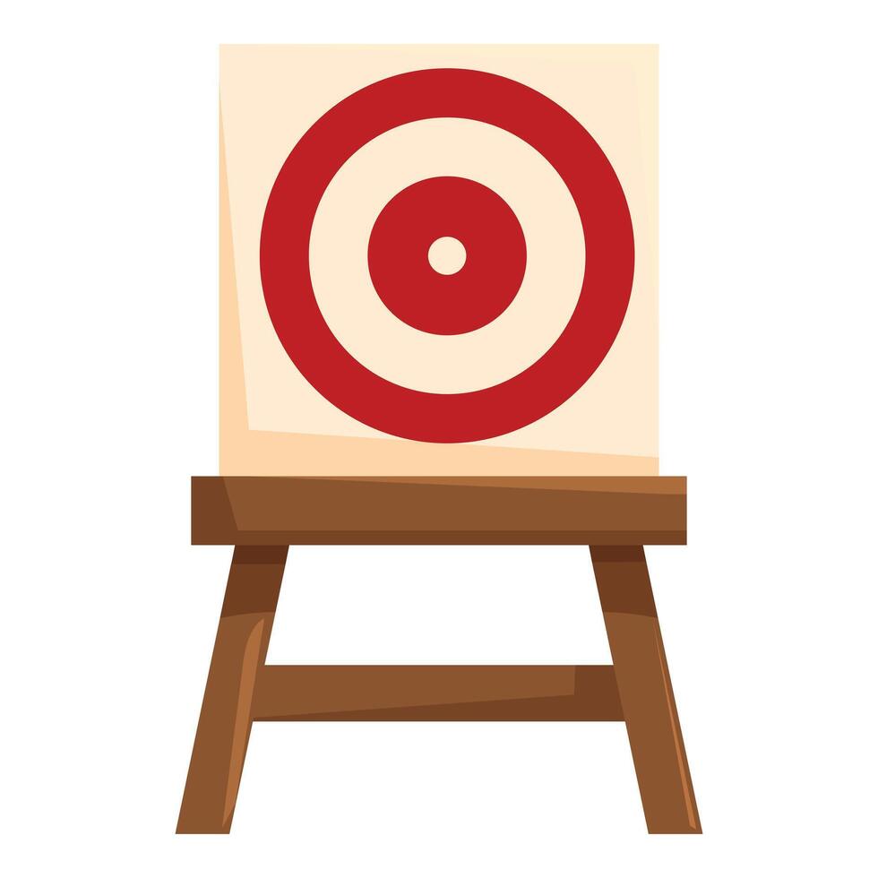 Red and white target standing on wooden stool for shooting practice vector