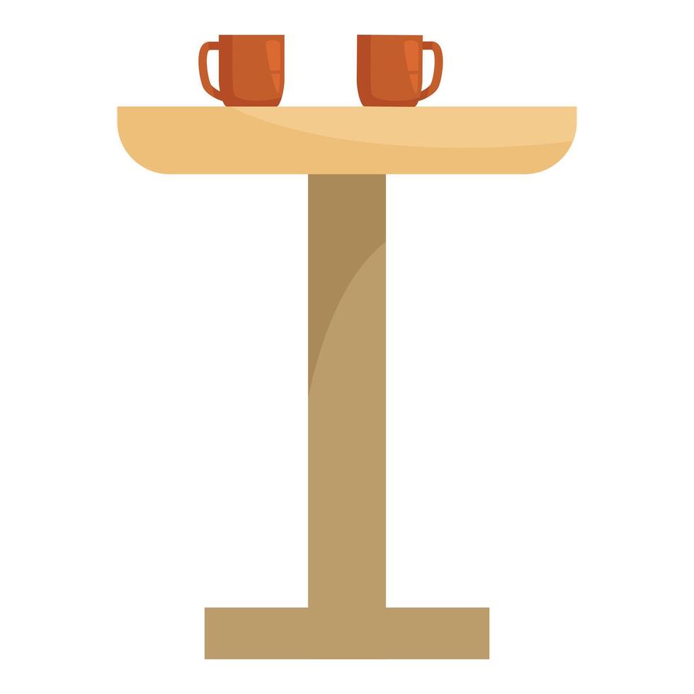 Round table with two mugs standing on white background vector