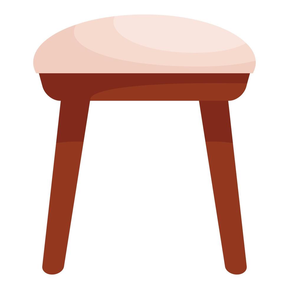 Round stool with soft seat standing on four legs vector