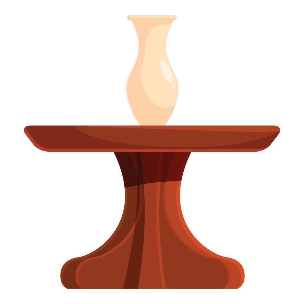 Wooden coffee table with vase standing on top vector
