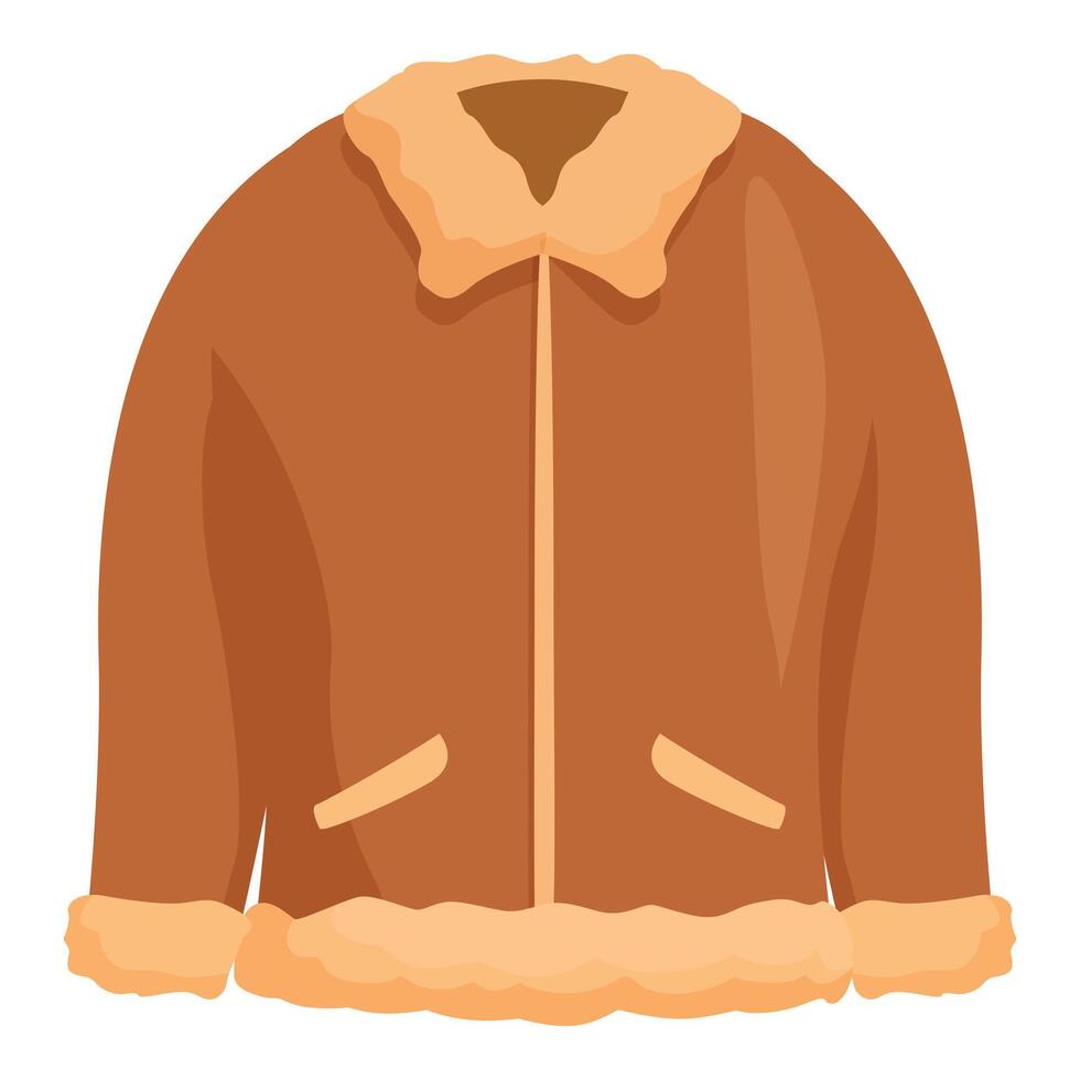Brown leather jacket with fur collar keeping you warm vector