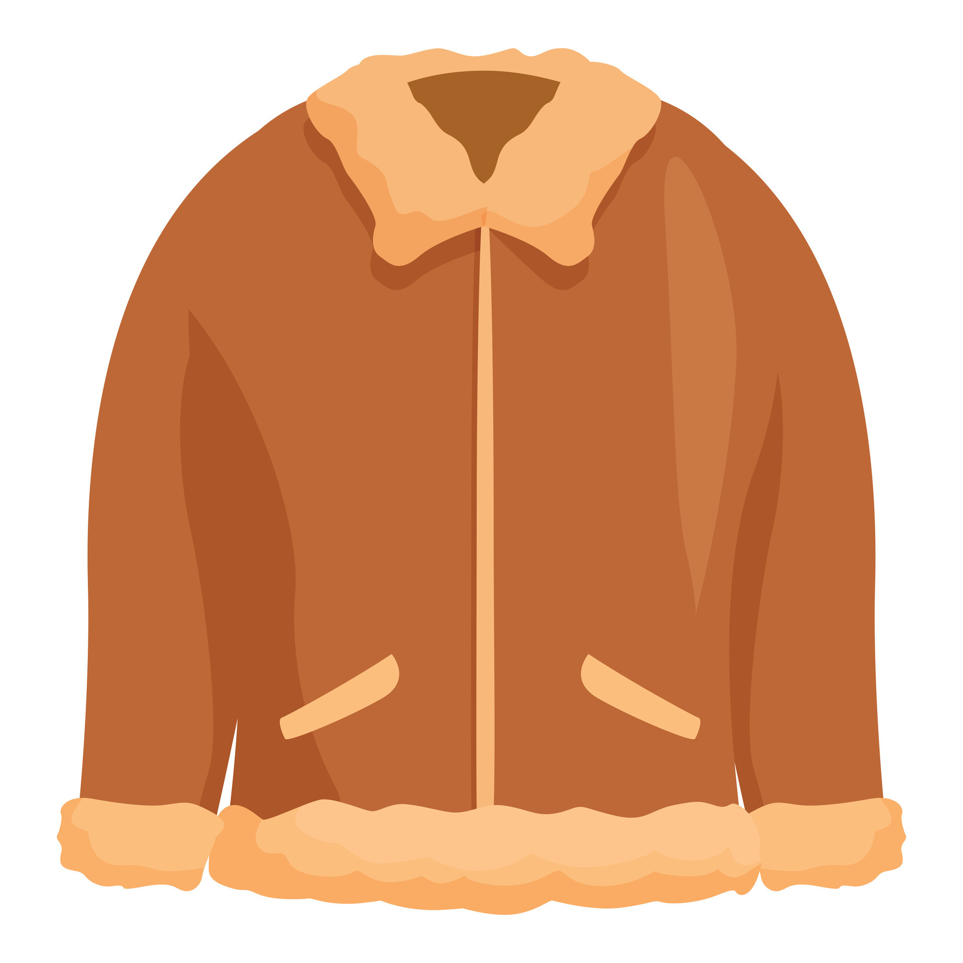 Brown leather jacket with fur collar keeping you warm 47565740 Vector