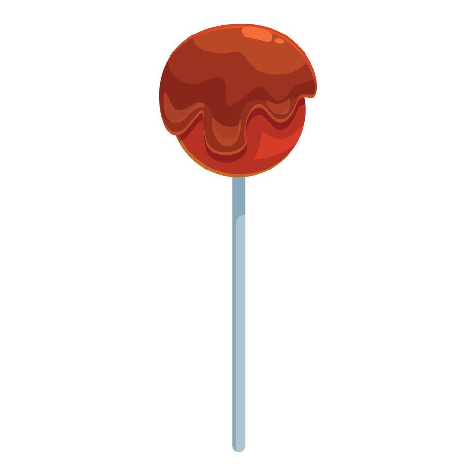 Round chocolate lollipop covered in melted chocolate vector