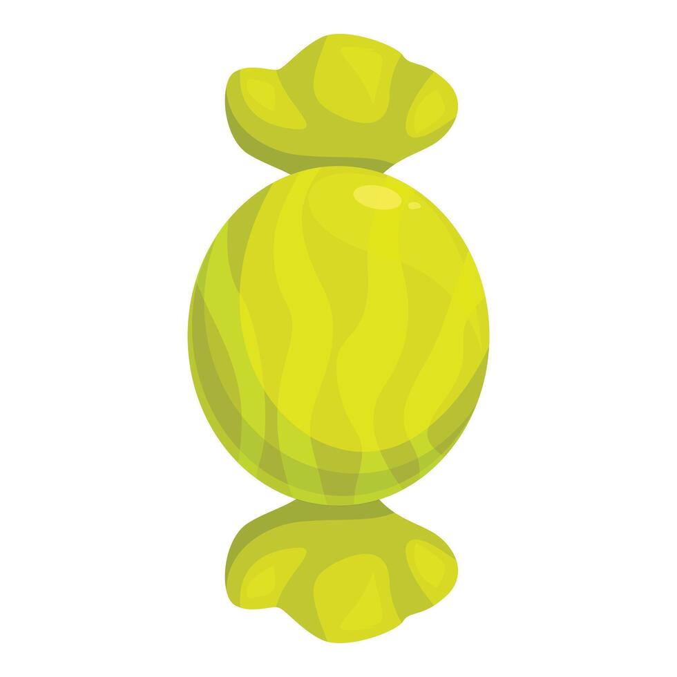 Green round candy with stripes is folded and packed vector