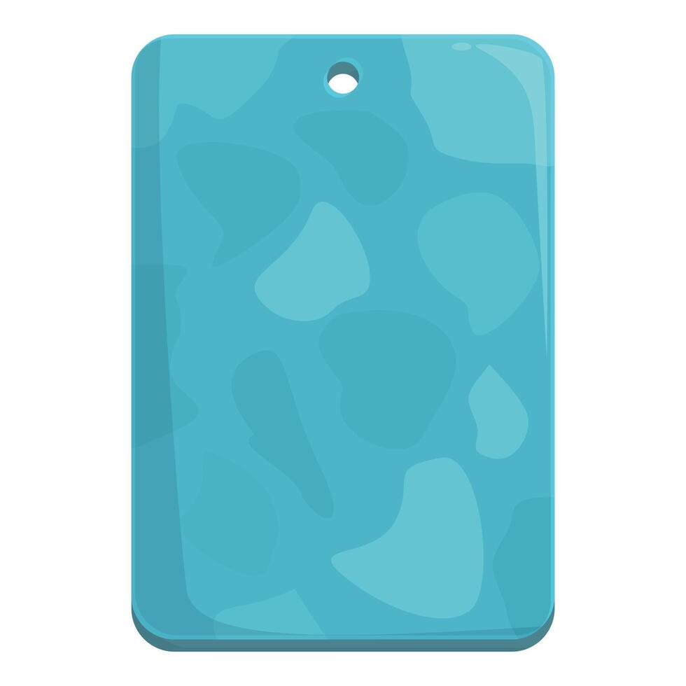 Empty turquoise stone tablet with irregular shape hanging from hole vector