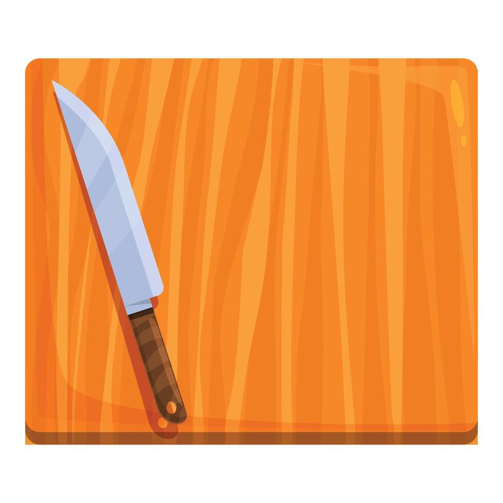 Kitchen knife resting on wooden cutting board vector