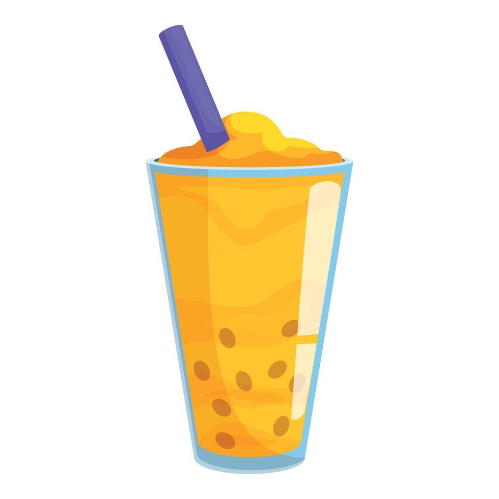 Glass of bubble tea with tapioca pearls and a straw is waiting to be enjoyed vector