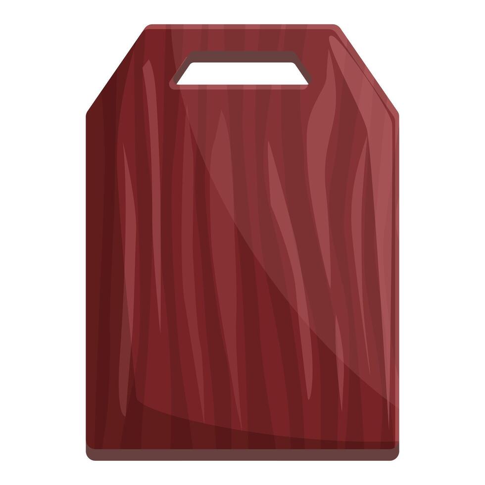 Red empty rectangular wooden cutting board with handle for cooking vector