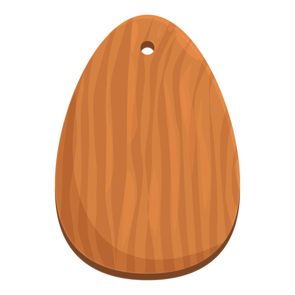 Egg shaped wooden cutting board with hole for hanging vector