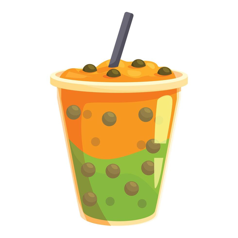 Plastic cup with straw showing delicious bubble tea beverage vector