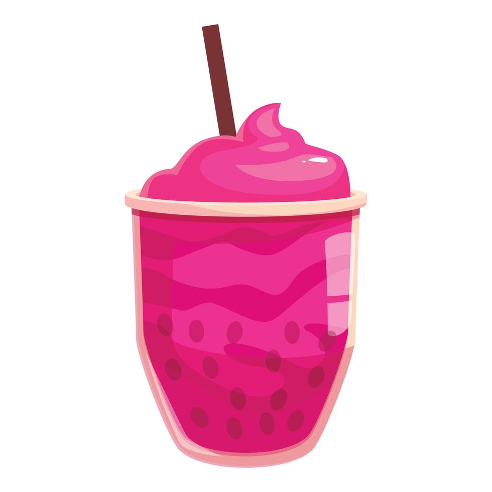 Delicious bubble tea with whipped cream and straw tempting you vector