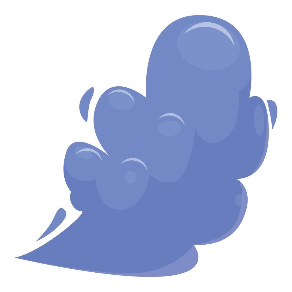 Blue smoke cartoon cloud is floating with speed lines vector