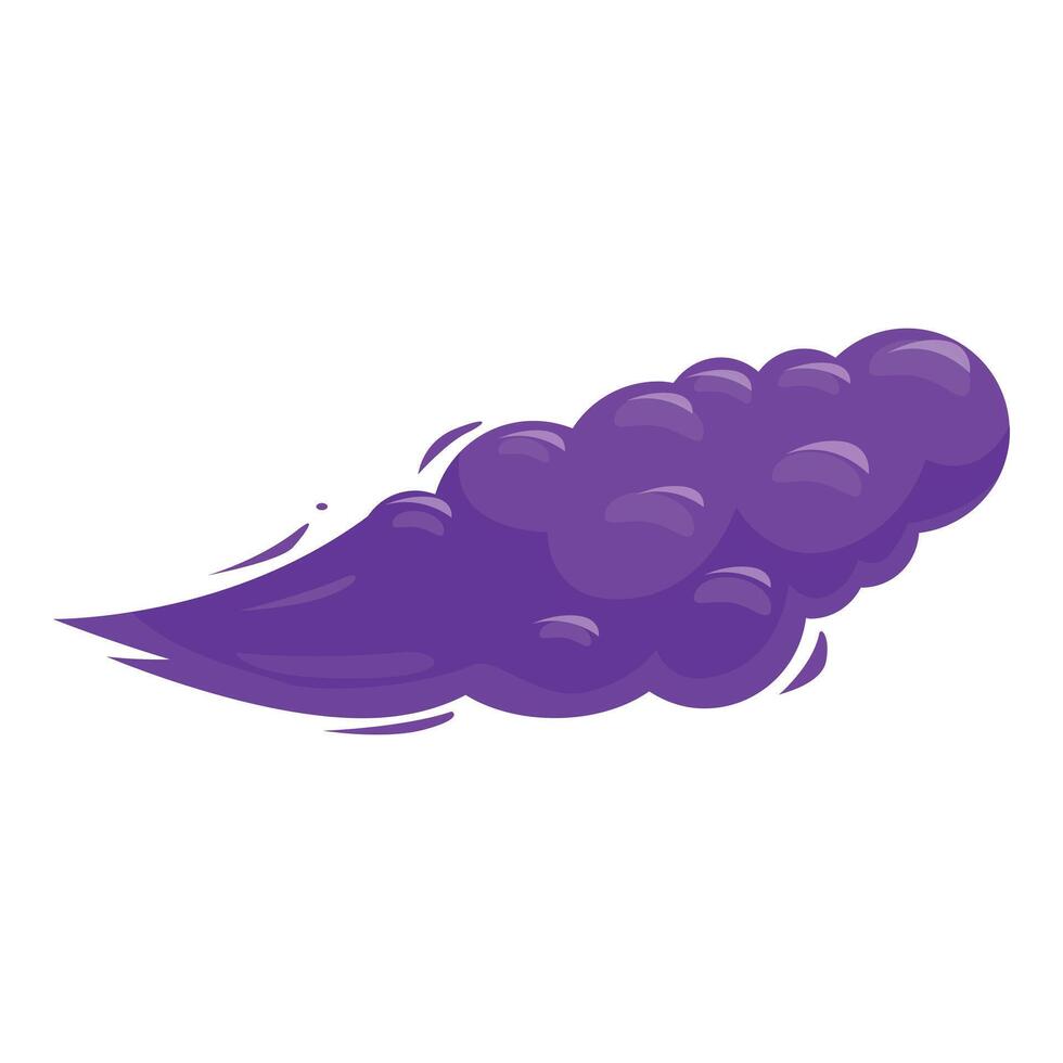 Purple cartoon smoke cloud is floating and leaving a trail vector