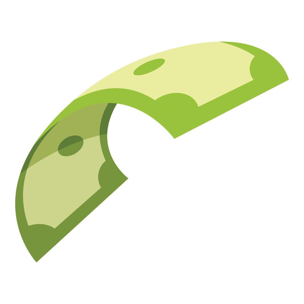 Green banknote folding and bending over backwards vector