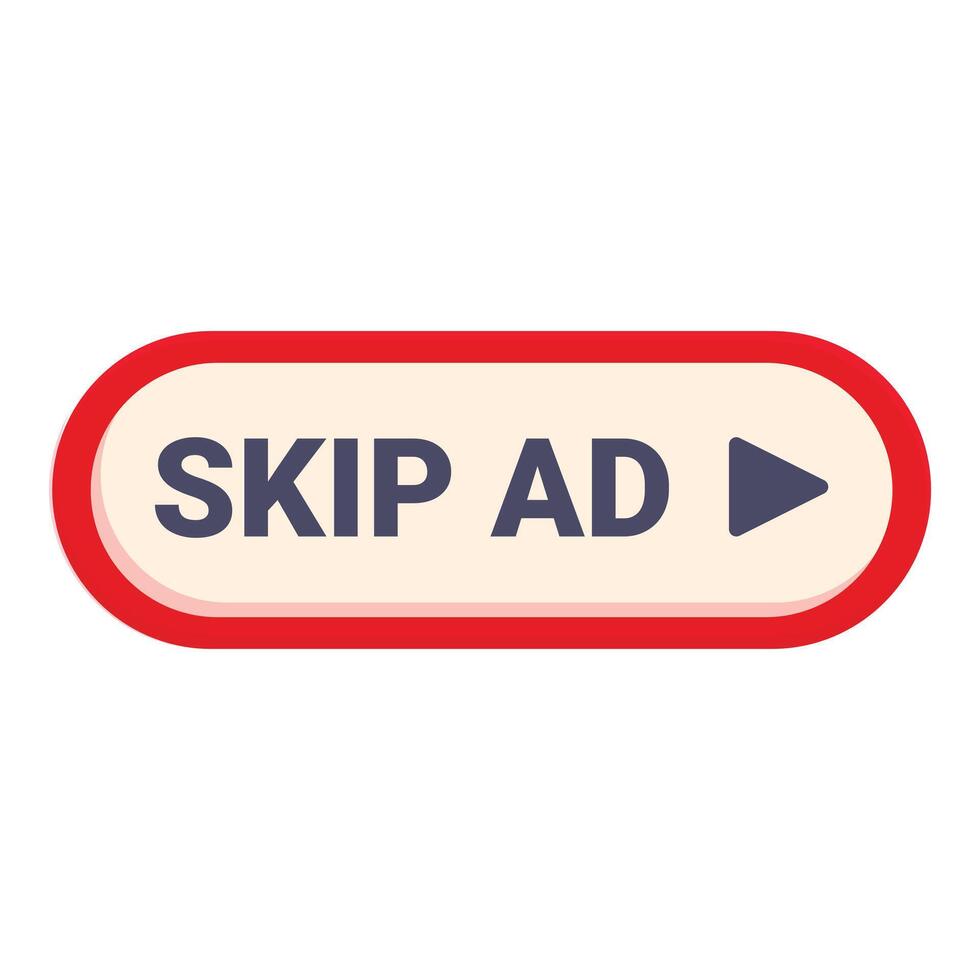 Skip ad button allowing viewers to skip advertisement vector