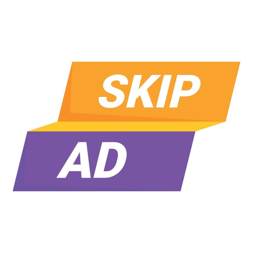 Skip ad button inviting users to avoid watching advertisement vector