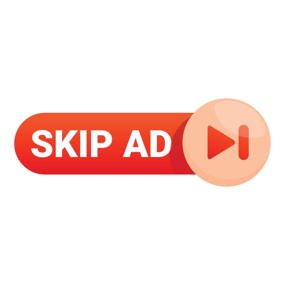 Red skip ad button increasing user experience vector
