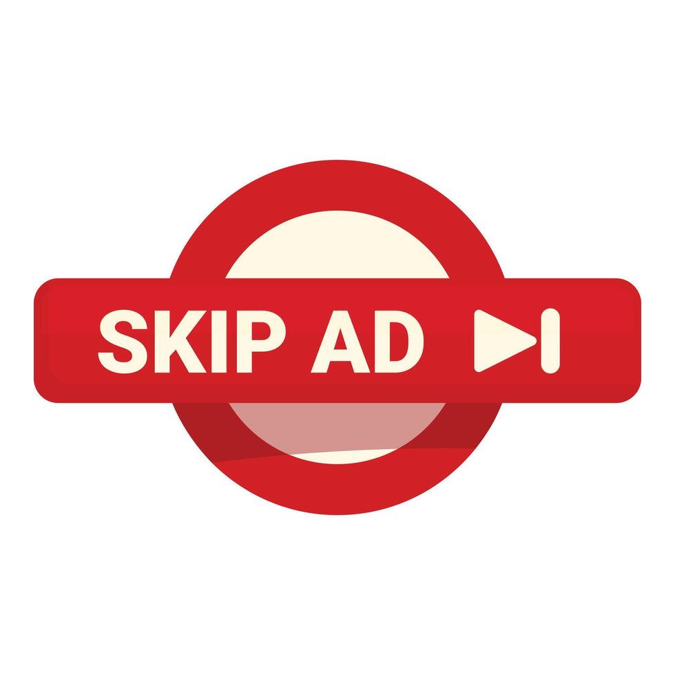Skip ad button allowing user to avoid watching marketing vector