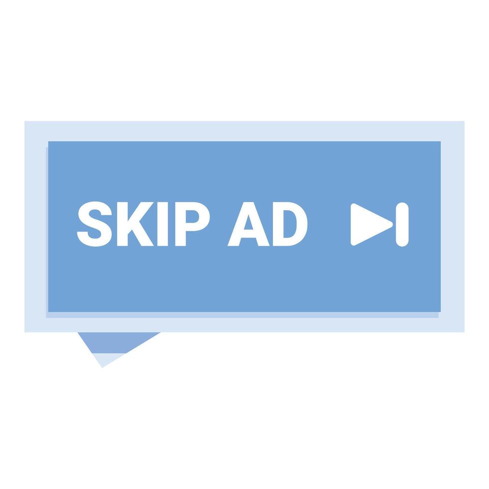 Skip ad button allowing users to skip online ads vector