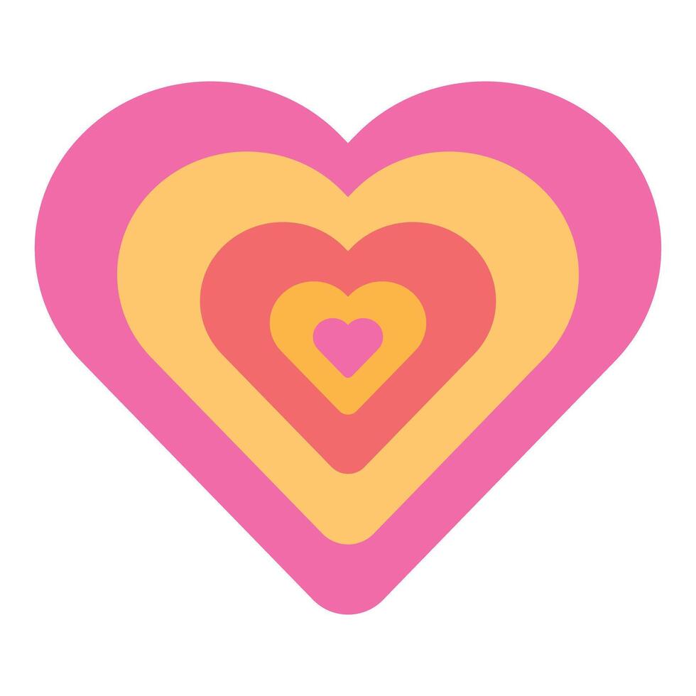 Pink and orange heart concentric love symbol representing romantic feelings vector