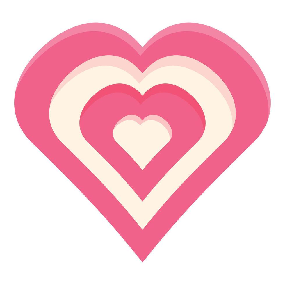 Pink heart showing love and affection with concentric shapes vector