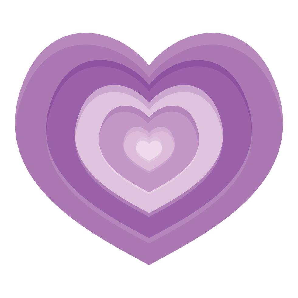 Purple heart creating concentric shapes showing love and romance vector
