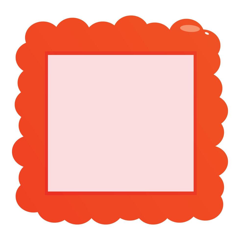 Orange scalloped border surrounding pink square on white background vector