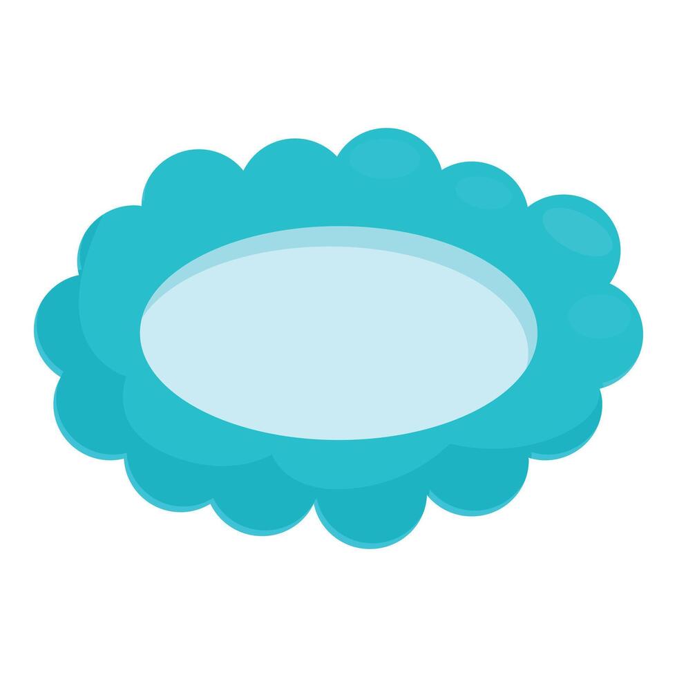 Blue cloud shape frame with oval center surrounded by rounded petals vector