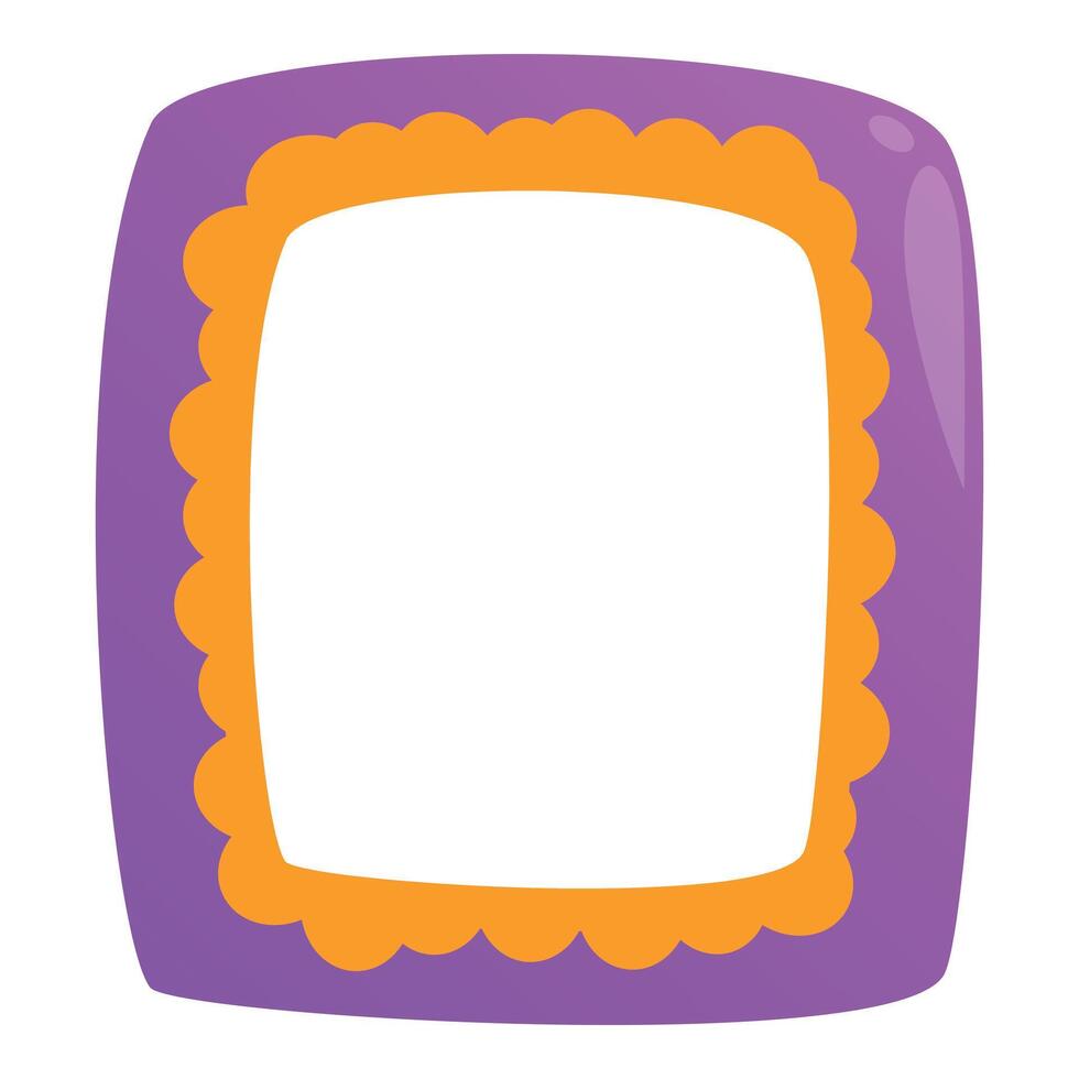 Purple rounded square frame with orange scalloped border for kids vector