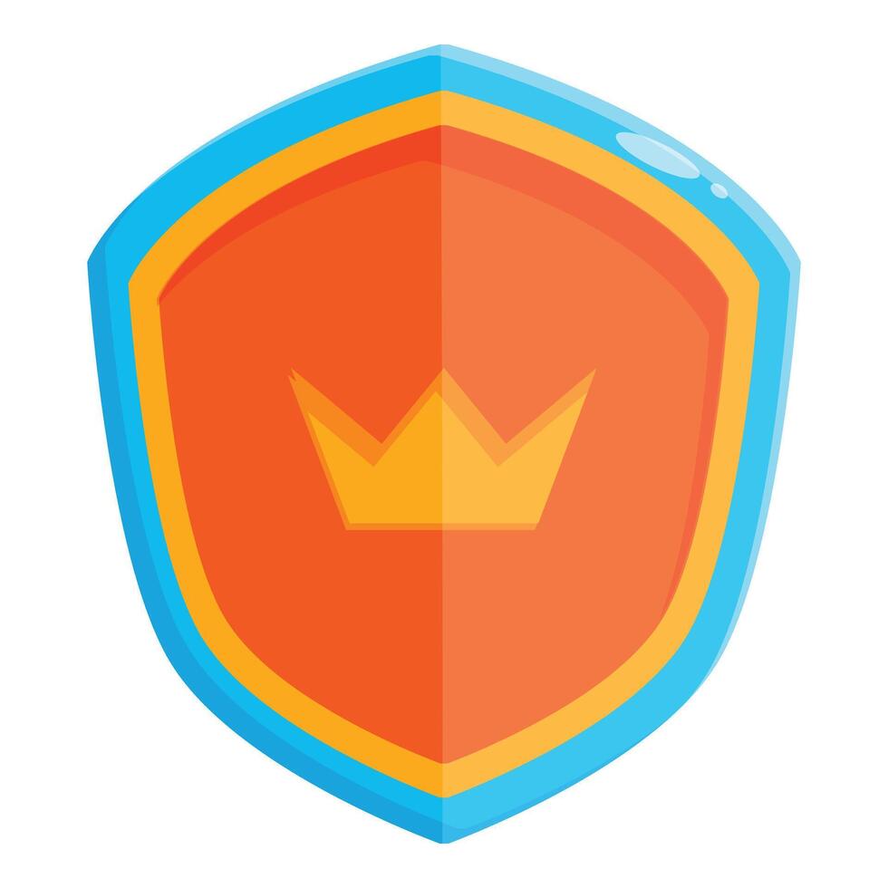 Orange shield with crown providing security and protection vector