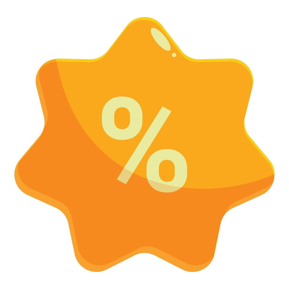 Glossy orange star showing discount percentage symbol vector