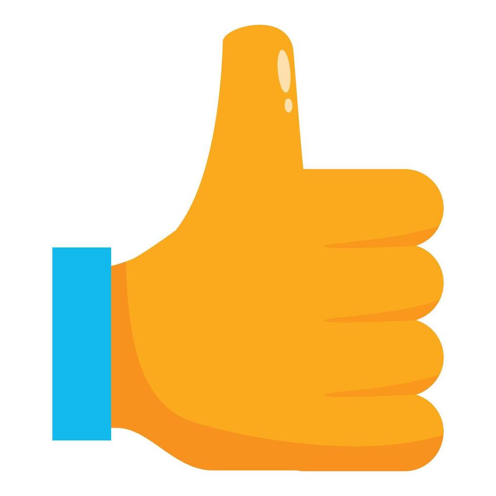 Cartoon hand showing thumbs up gesture expressing approval vector