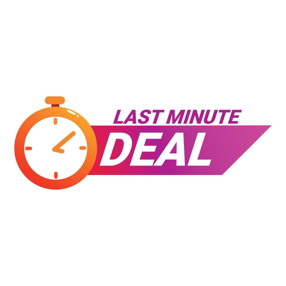 Last minute deal clock showing time remaining for special offer vector