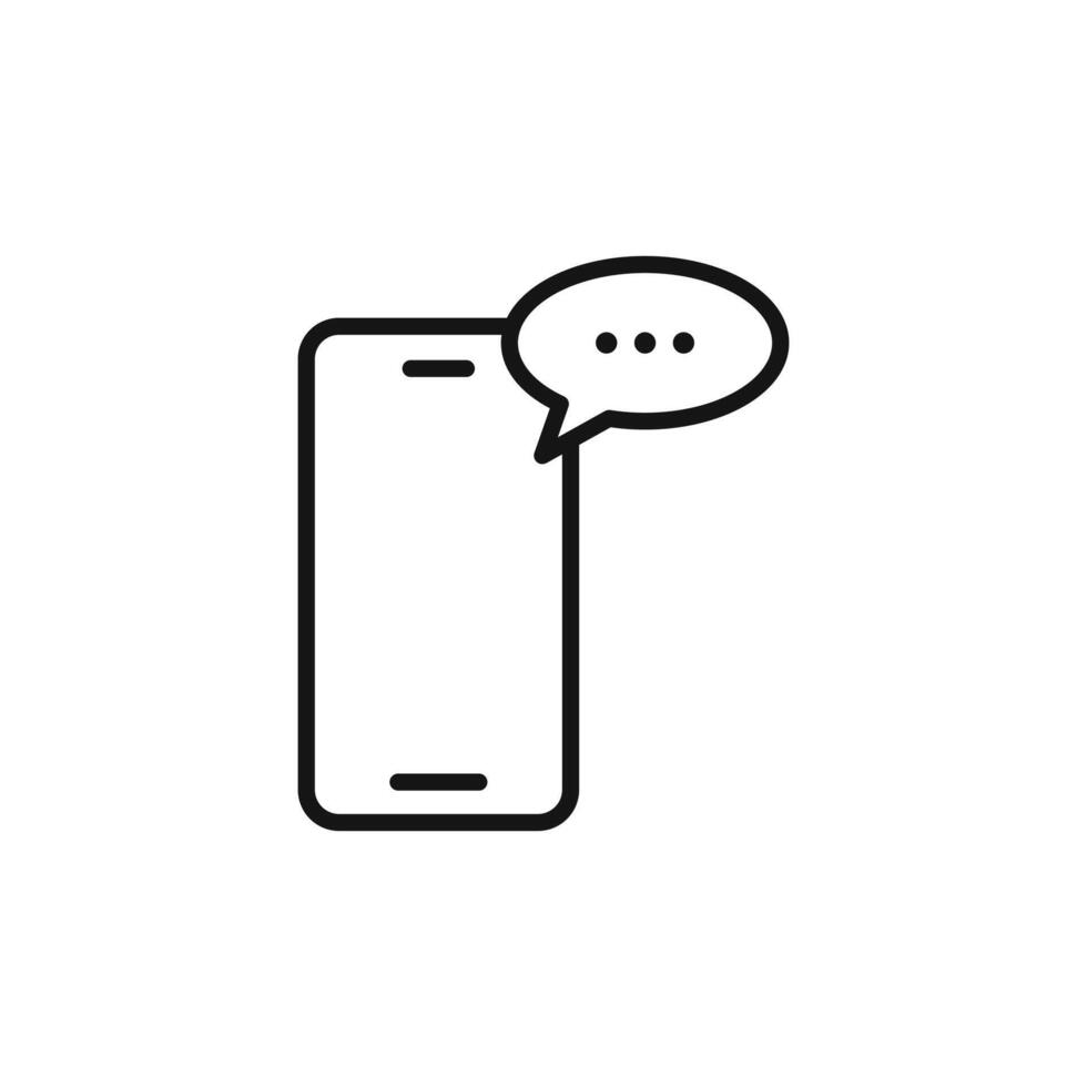 Chatting message on mobile phone icon logo sign outline vector