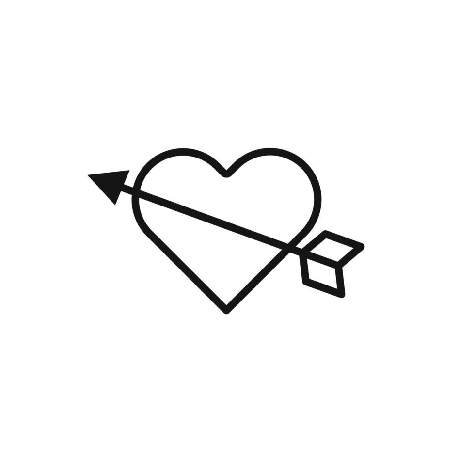 heart and arrow Amour icon logo sign outline vector