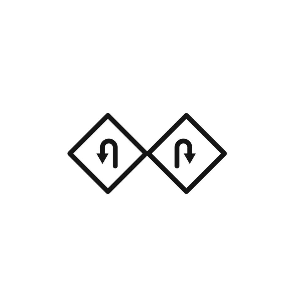 Left Right U-Turn Warning icon vector